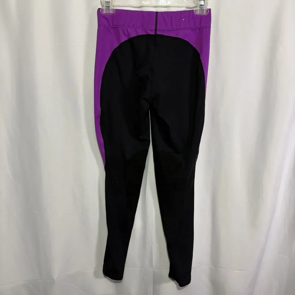 Kerrits Pants Sz S Black Purple Riding Leggings Equestrian Tights Knee Patch